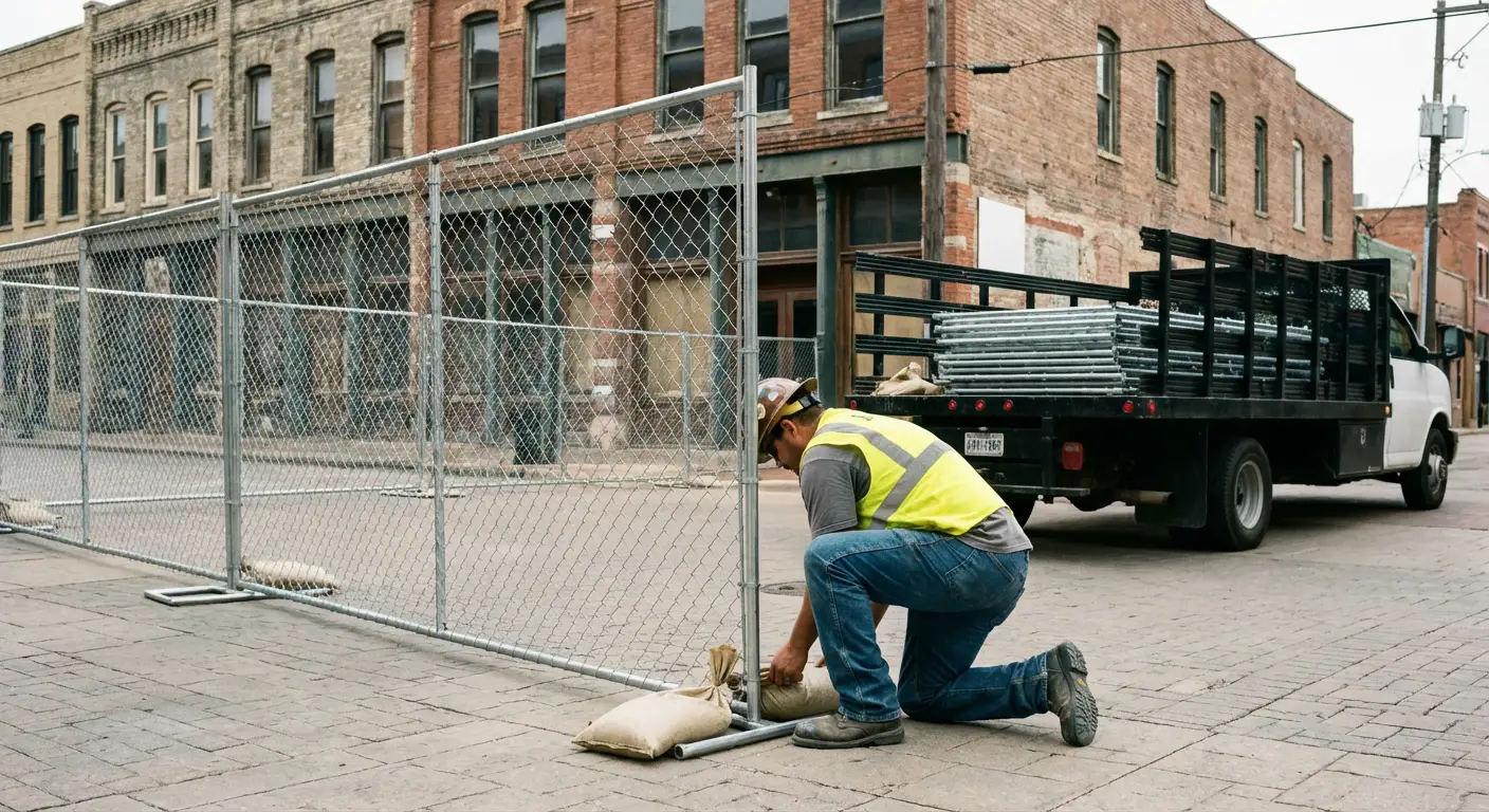 Temporary fence installation in Apopka urban environment
