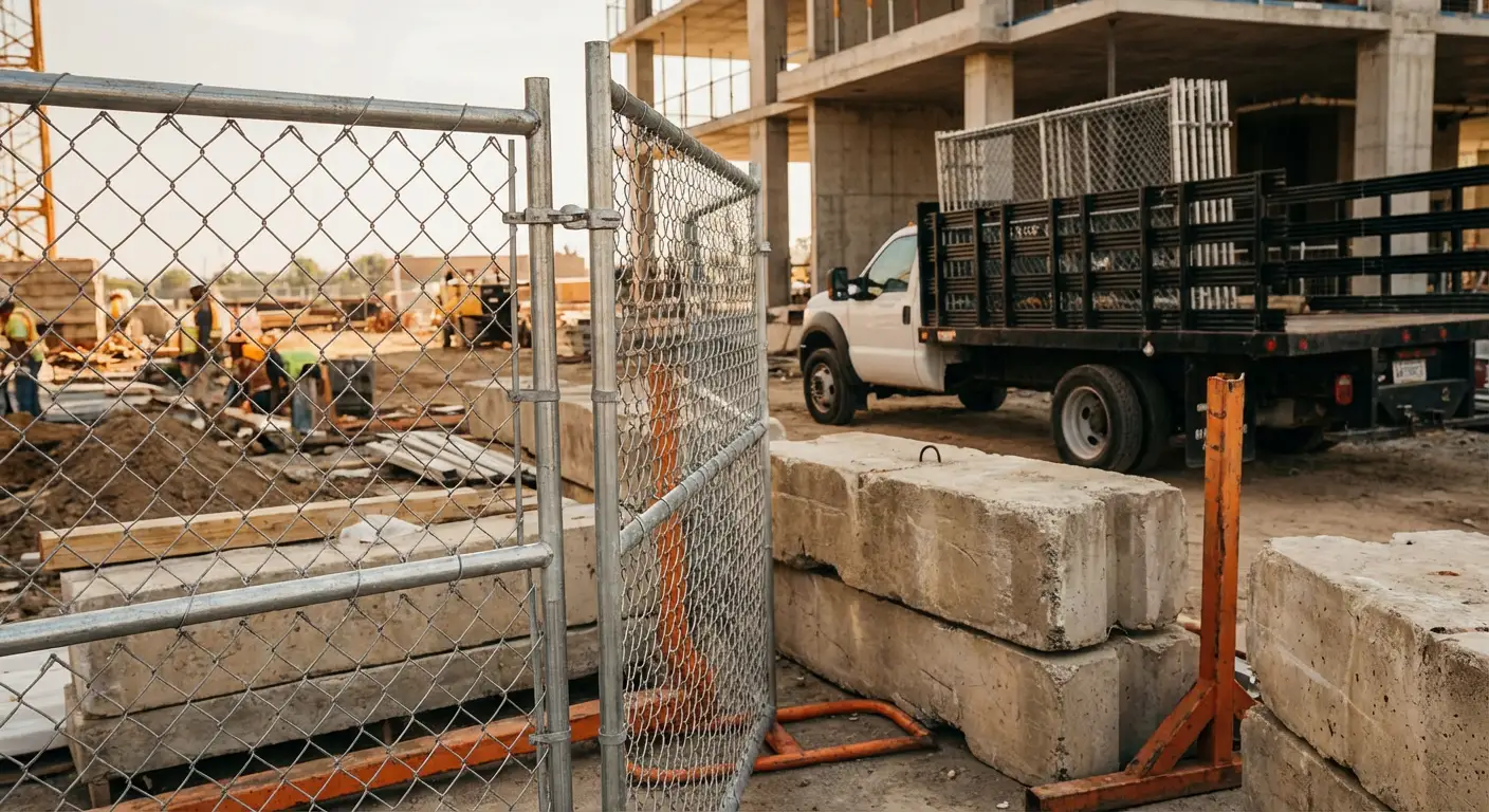 Commercial temporary fencing installation site in Apopka, FL