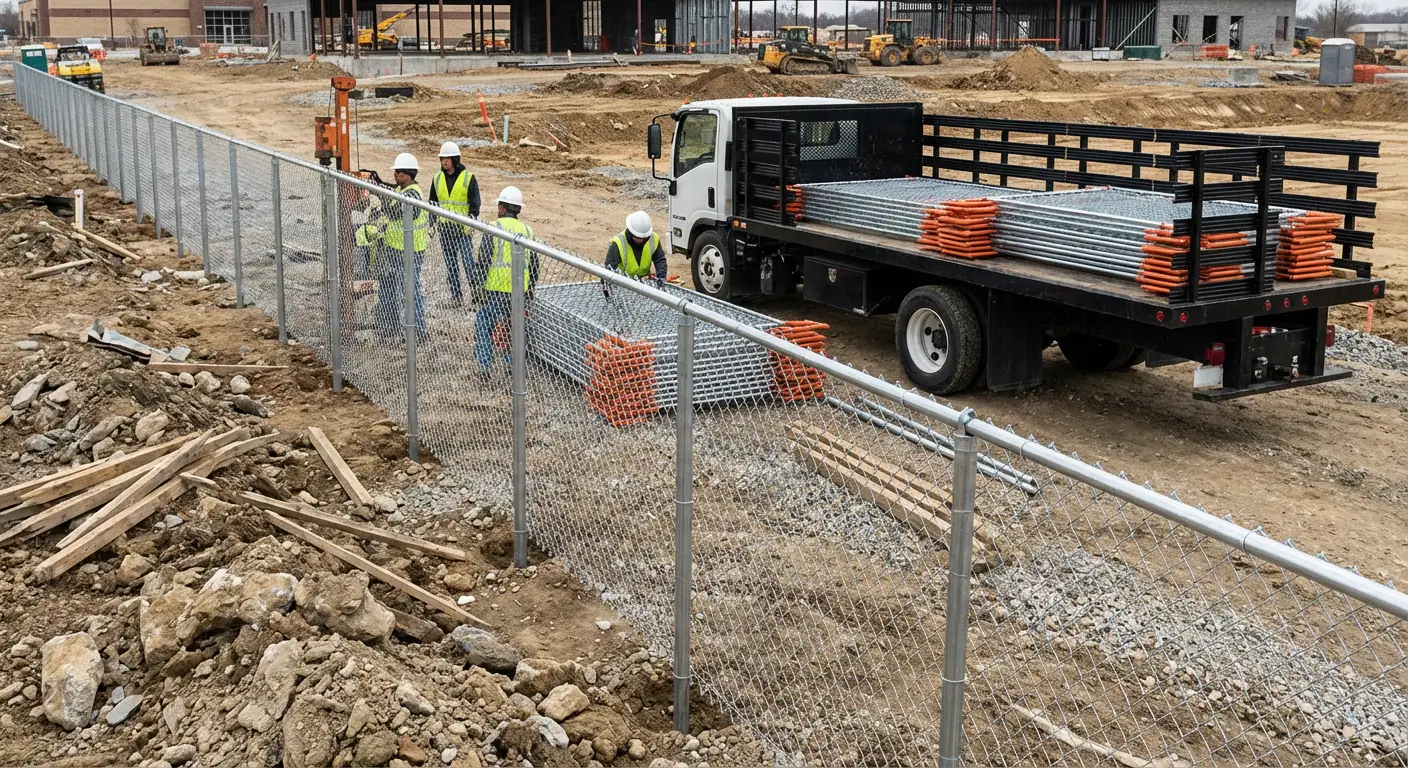 Post-Driven Construction Fence in Apopka, FL