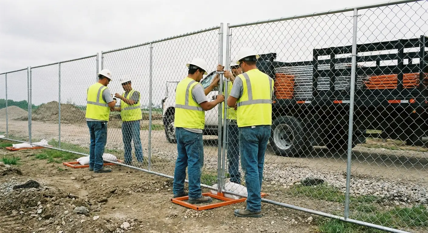 Lake Apopka Temp Fence team installing temporary fencing