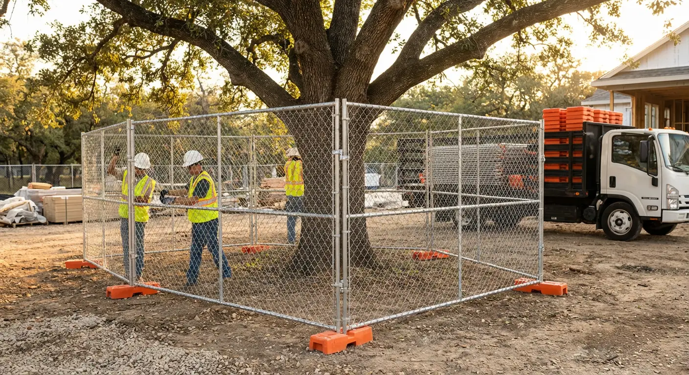 Tree protection zone fencing background in Apopka, FL