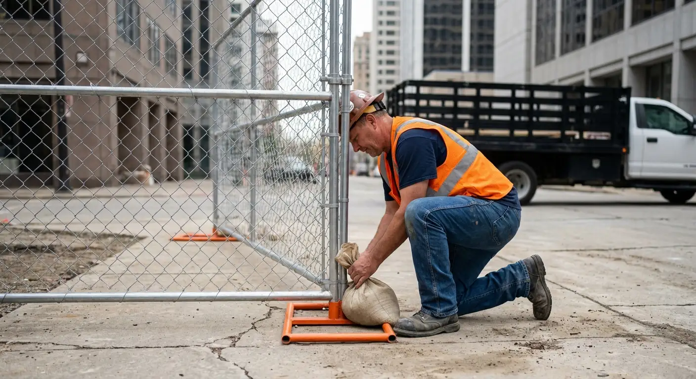 Temporary fence installation in Downtown Apopka area