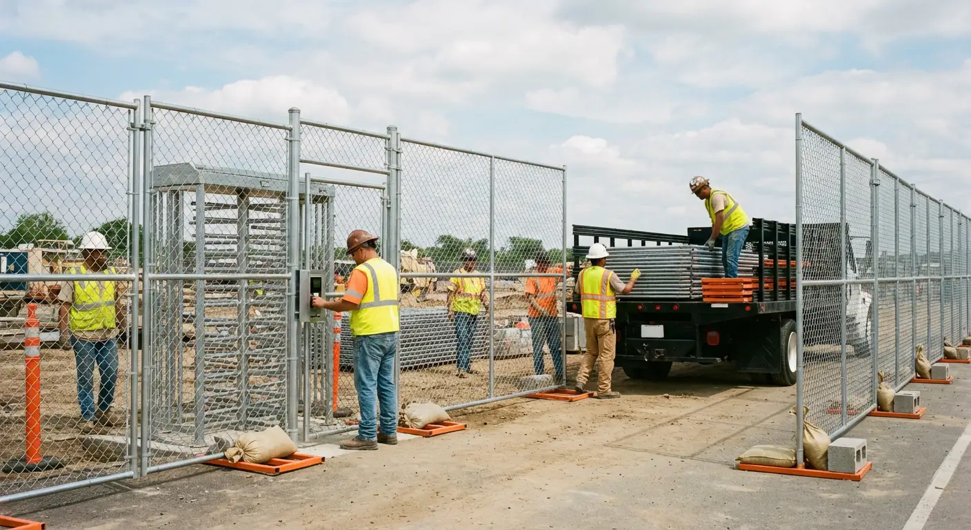 Secure construction site with temporary fencing in Apopka, FL