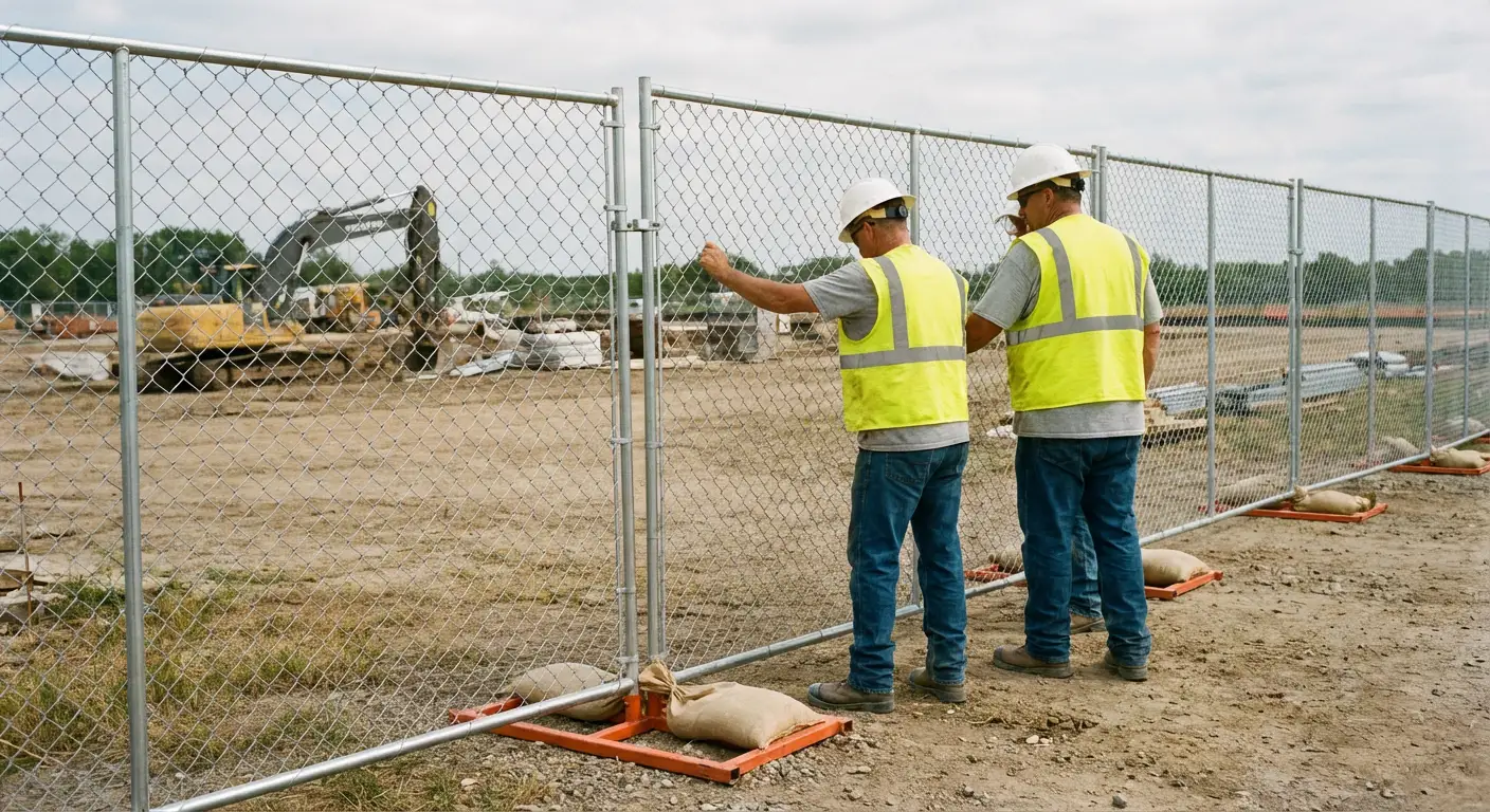 Construction site chain link panel installation in Apopka, FL