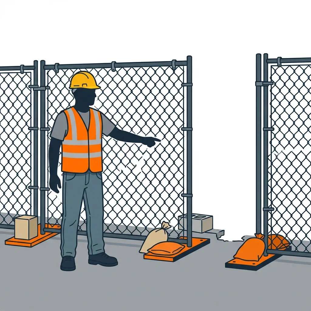 Diagram illustrating common construction site perimeter vulnerabilities in Apopka, FL
